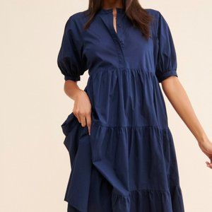 English Factory Tiered Button Shirtdress